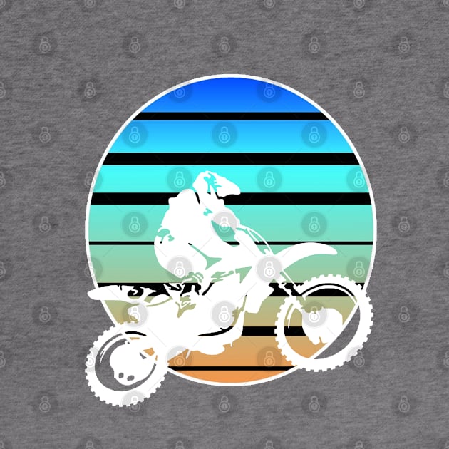 Motor X White Silhouette Dirt Bike Retro Sunset by taiche